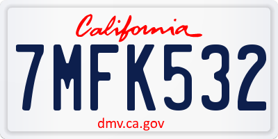 CA license plate 7MFK532