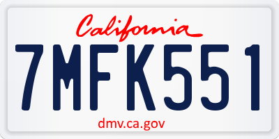 CA license plate 7MFK551