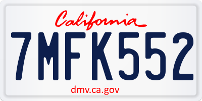 CA license plate 7MFK552