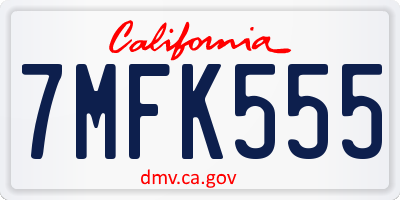 CA license plate 7MFK555
