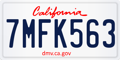 CA license plate 7MFK563