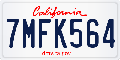 CA license plate 7MFK564