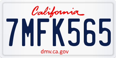 CA license plate 7MFK565