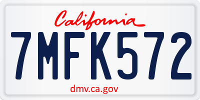 CA license plate 7MFK572