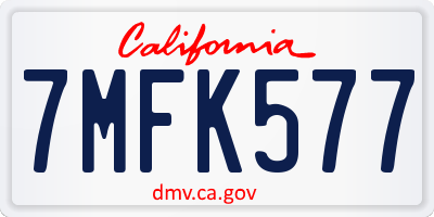 CA license plate 7MFK577
