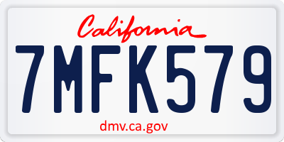 CA license plate 7MFK579