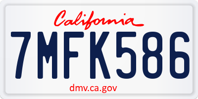 CA license plate 7MFK586