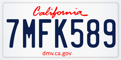 CA license plate 7MFK589