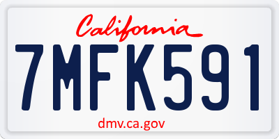 CA license plate 7MFK591