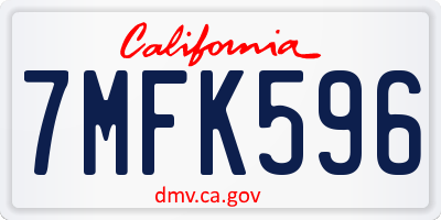 CA license plate 7MFK596