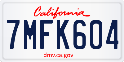 CA license plate 7MFK604