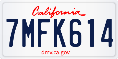 CA license plate 7MFK614