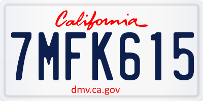 CA license plate 7MFK615