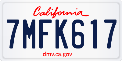 CA license plate 7MFK617