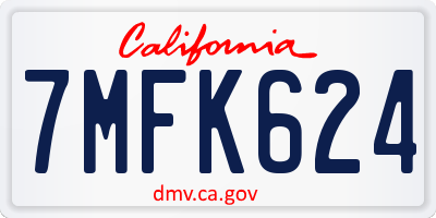 CA license plate 7MFK624