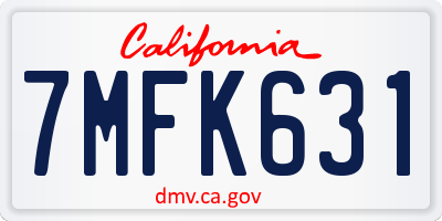 CA license plate 7MFK631