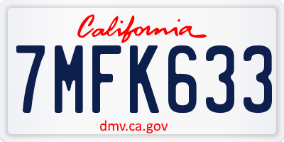 CA license plate 7MFK633