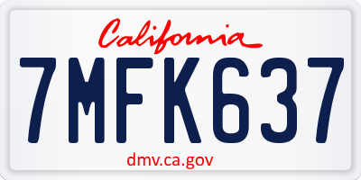 CA license plate 7MFK637