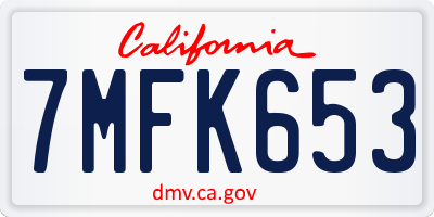 CA license plate 7MFK653