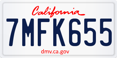 CA license plate 7MFK655