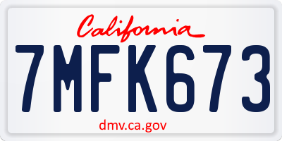 CA license plate 7MFK673