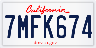 CA license plate 7MFK674