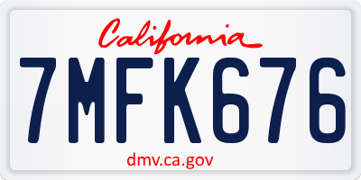 CA license plate 7MFK676