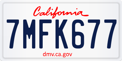 CA license plate 7MFK677
