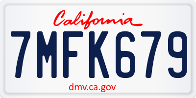 CA license plate 7MFK679