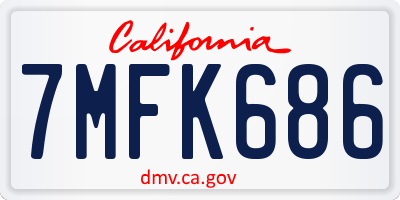 CA license plate 7MFK686