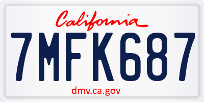 CA license plate 7MFK687