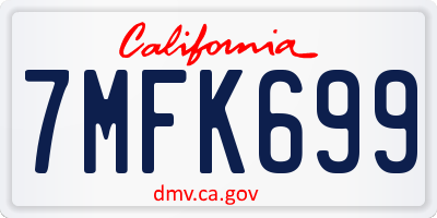 CA license plate 7MFK699