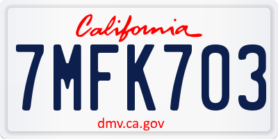 CA license plate 7MFK703