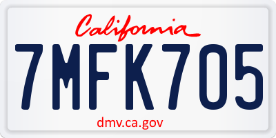 CA license plate 7MFK705
