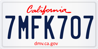 CA license plate 7MFK707