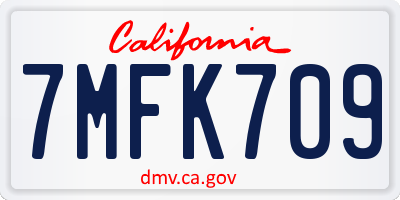 CA license plate 7MFK709