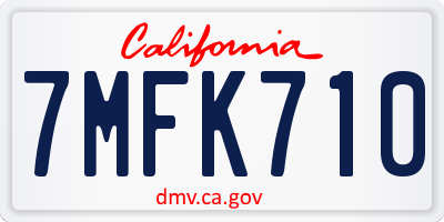 CA license plate 7MFK710