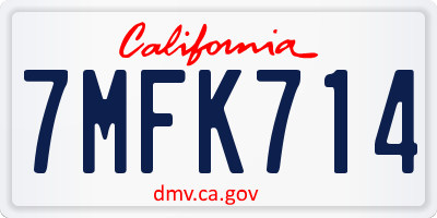 CA license plate 7MFK714