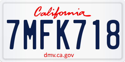 CA license plate 7MFK718