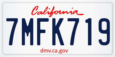 CA license plate 7MFK719