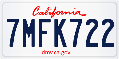 CA license plate 7MFK722