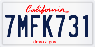 CA license plate 7MFK731