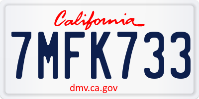 CA license plate 7MFK733