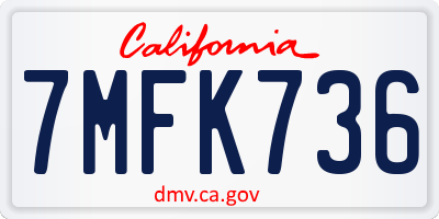CA license plate 7MFK736