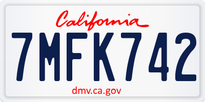 CA license plate 7MFK742