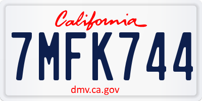 CA license plate 7MFK744