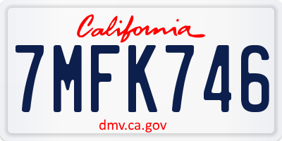 CA license plate 7MFK746