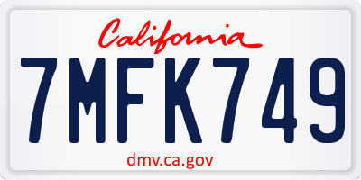 CA license plate 7MFK749