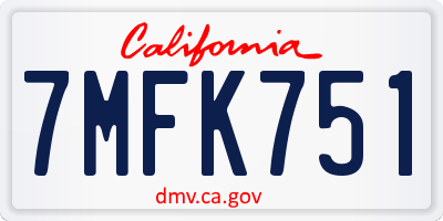 CA license plate 7MFK751