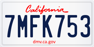 CA license plate 7MFK753